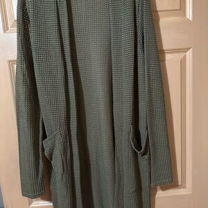 Olive Green Waffle Knit Cardigan